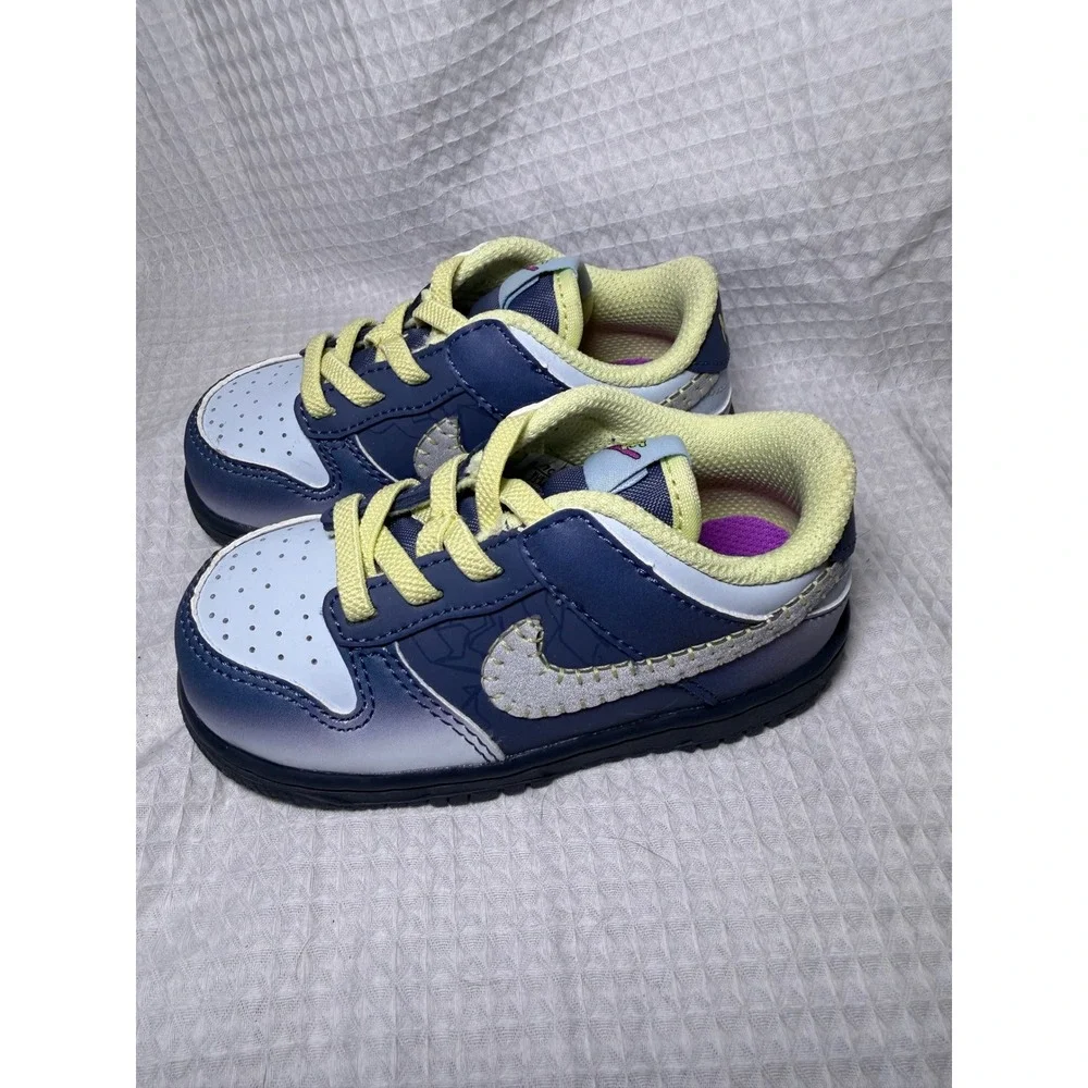 Nike Dunk Low SE I Am Fearless Midnight Navy Citron Toddler Size 7C FB8028-491